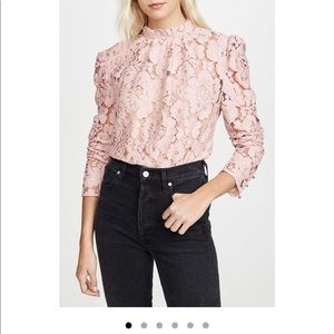 NWT!  WAYF Emma Puff Sleeve Lace Blouse, size S, Blush